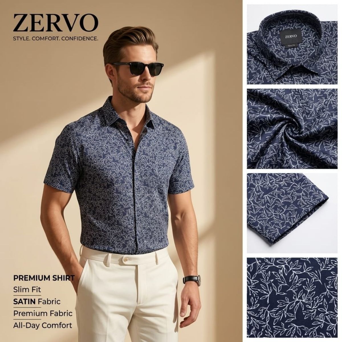 Zervo Men's Satin Printed Shirts