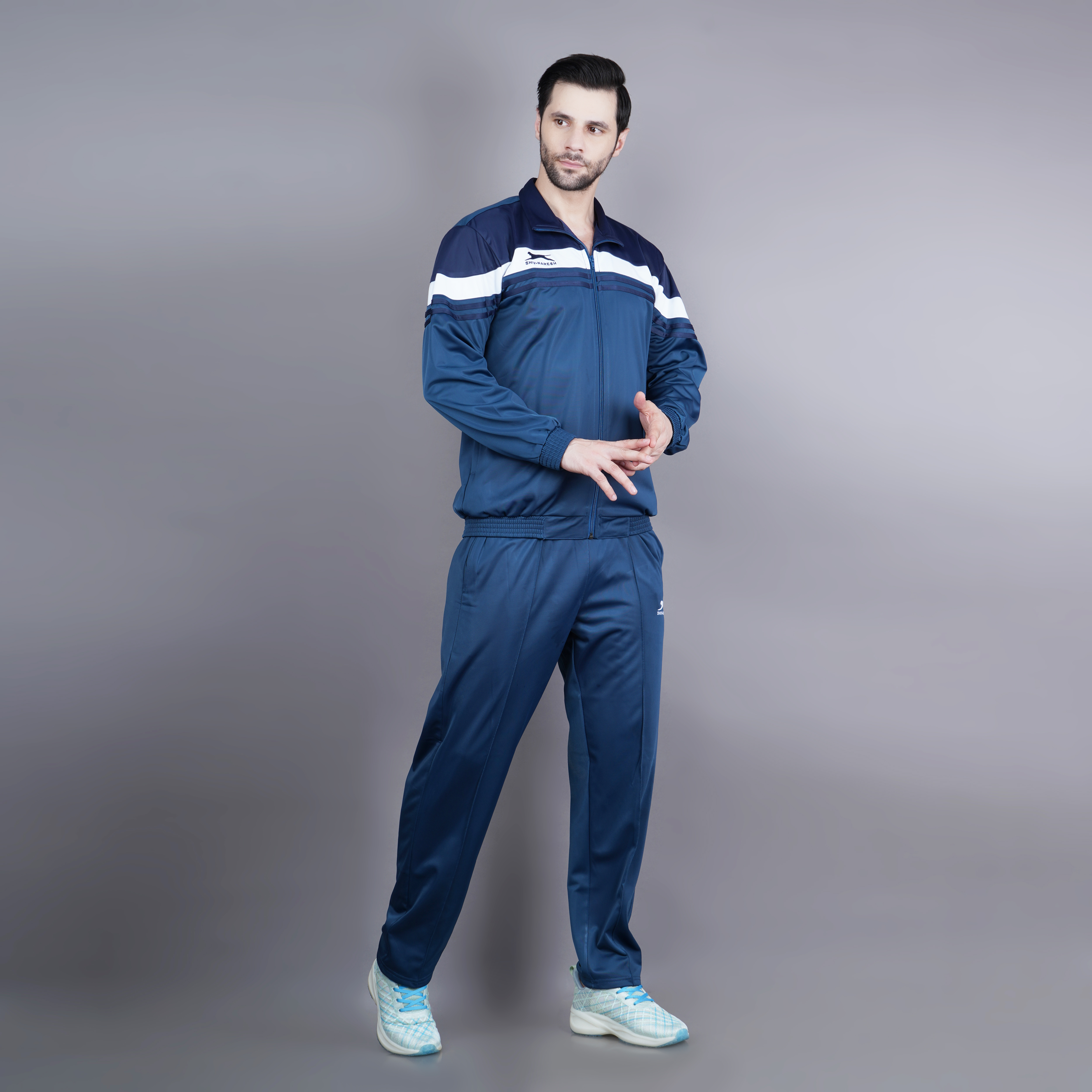 Men's Tracksuit  458A-TP-Air Force/Navy/White-XL