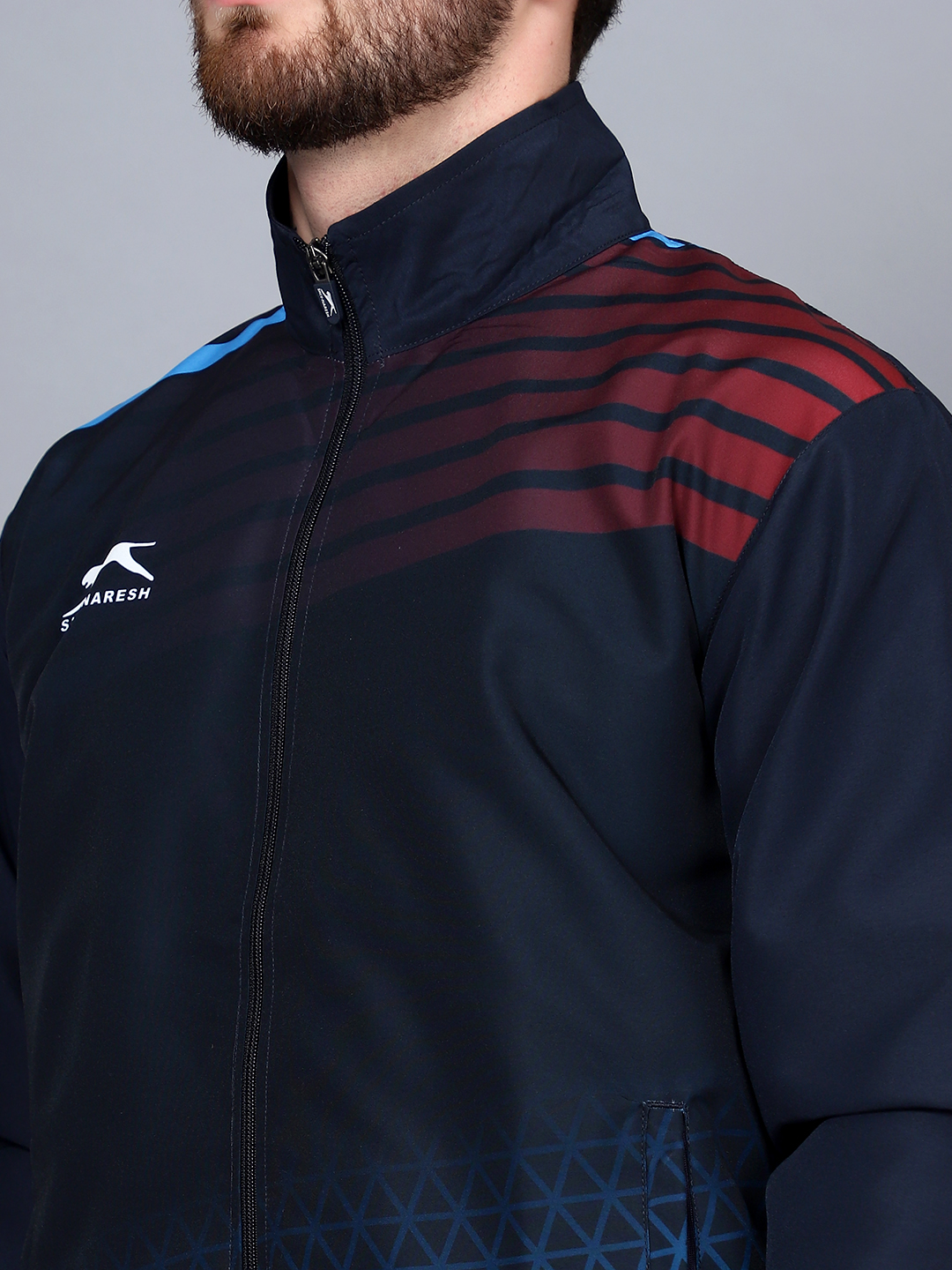 Men's Tracksuit  989-Navy/Cyan/Maroon-H/S-XL-TZ