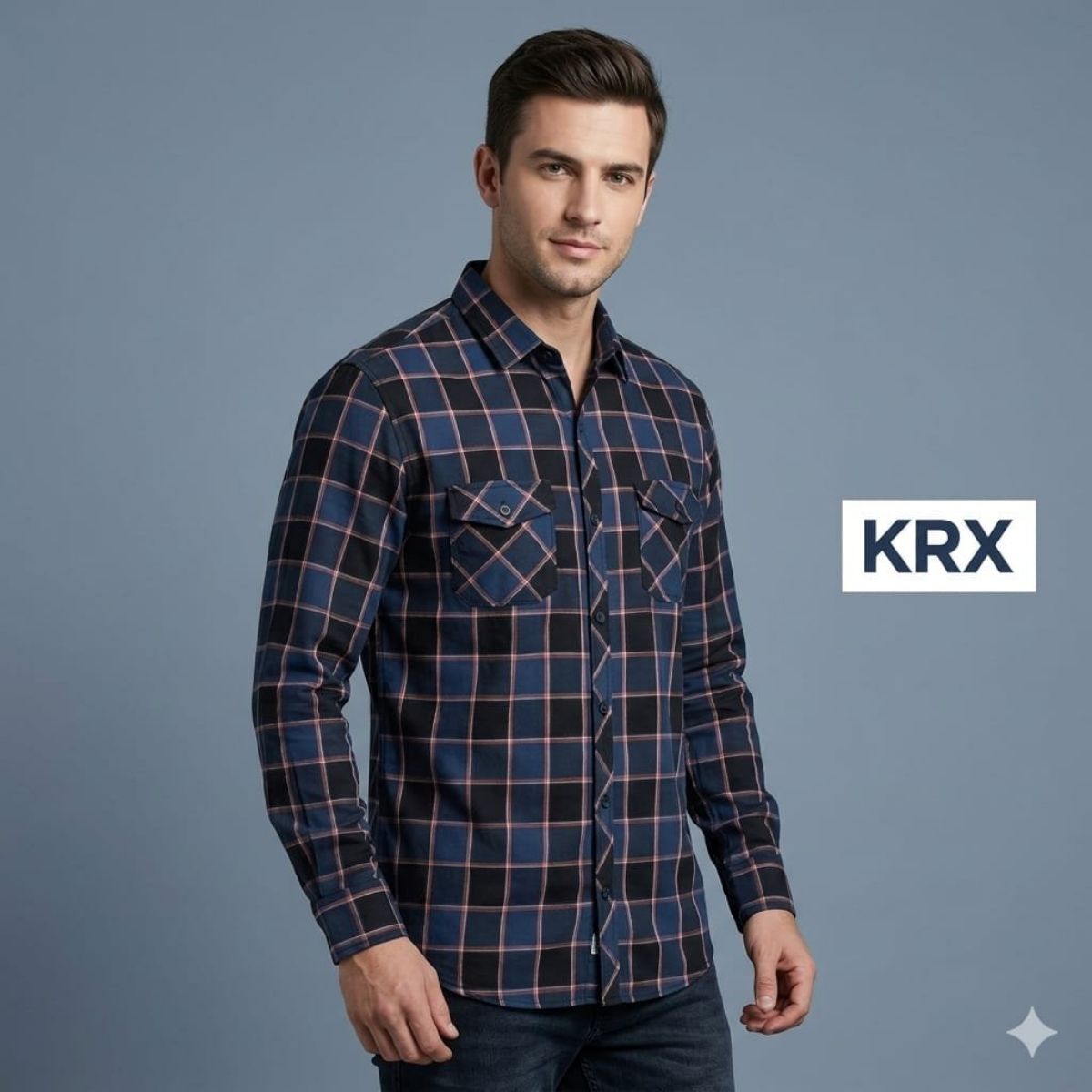 KRX Men's Shirts Double Pocket Checks