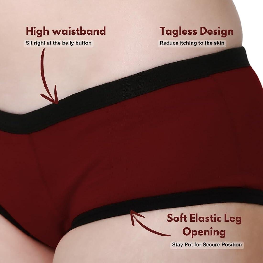 Teusy Women Leak Proof Contrast Cotton Period Panty Set