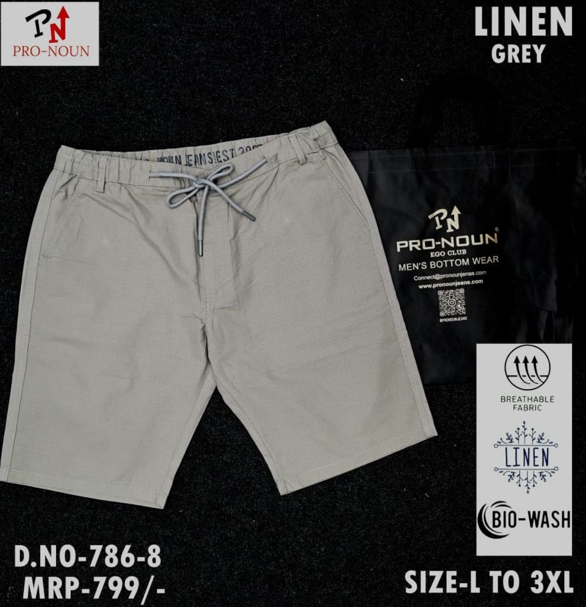 Pro-Noun Elastic Knee Length Men's Shorts - 786-8