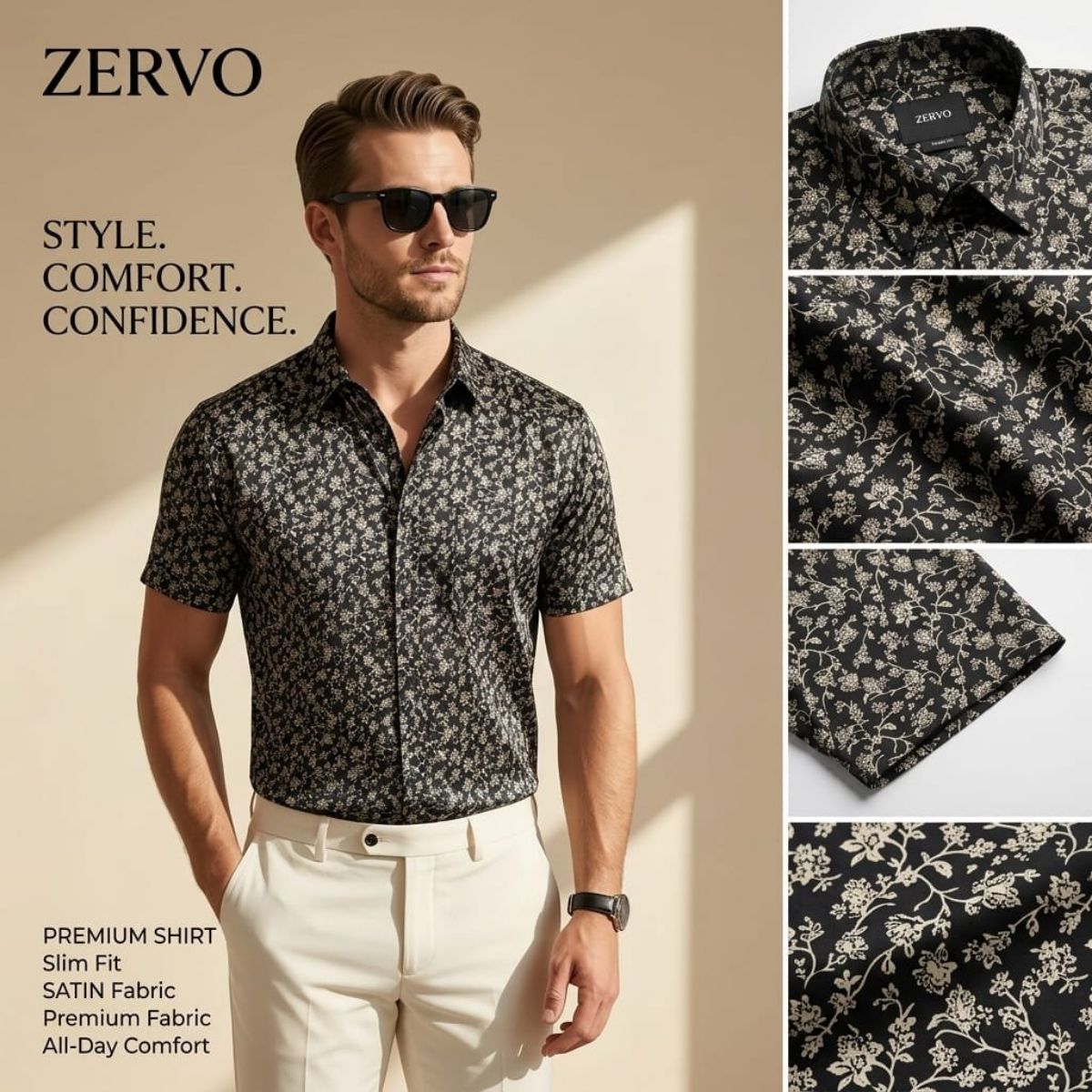 Zervo Men's Satin Printed Shirts