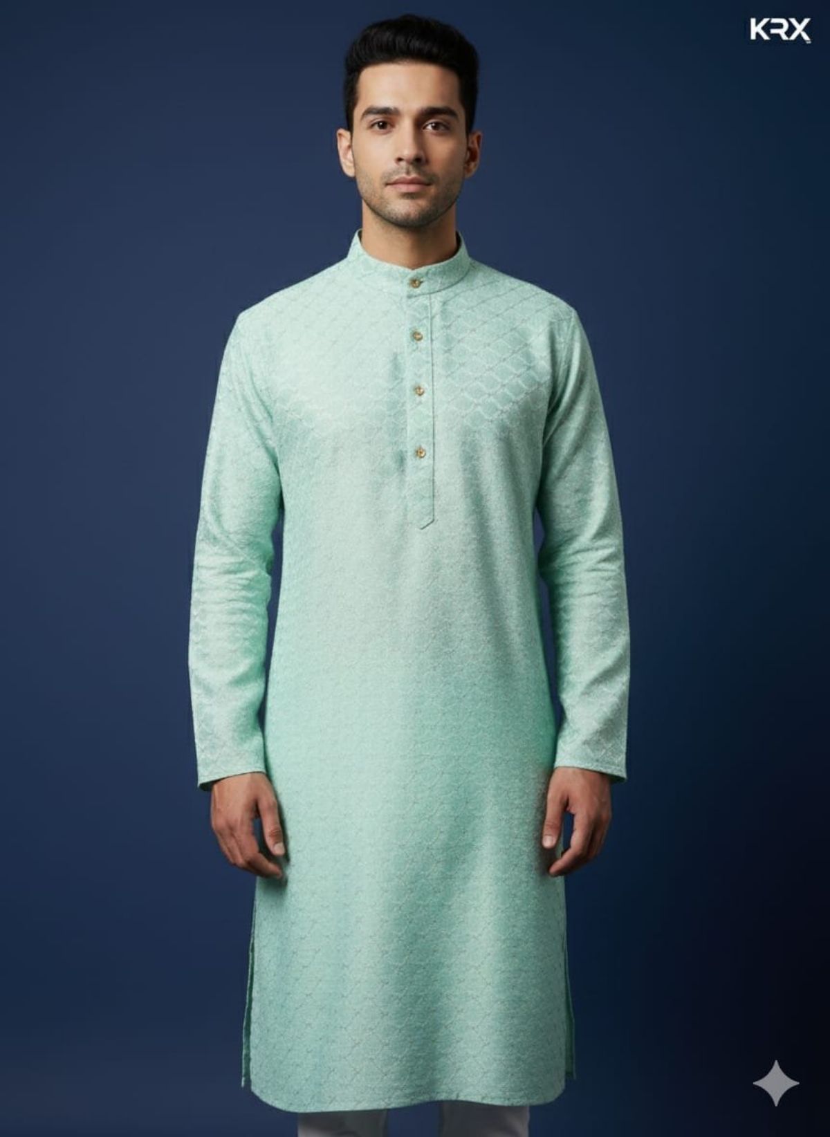 KRX Men's Designer W Printed Poly Viscose Kurta Pajama Set