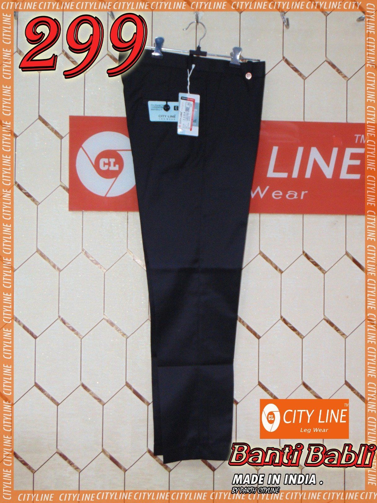 Men's Premium Ankle Fit Lycra Formal Pants -Banti Babli- Black