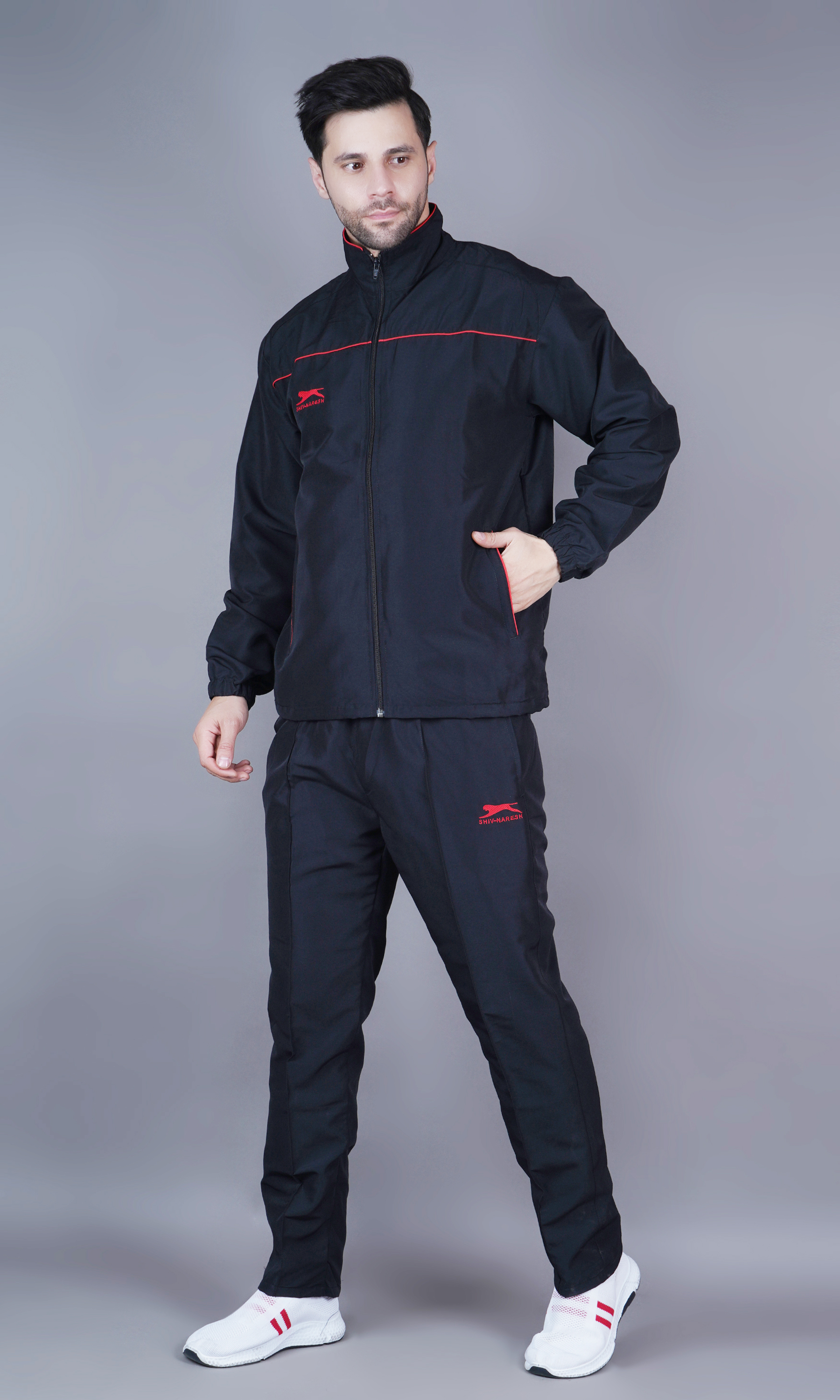 Men's Tracksuit  470B-Black/Red-XL-TZ