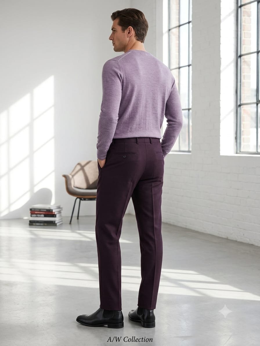 Updry Narrow Barbie Men's Formal pants-Wine