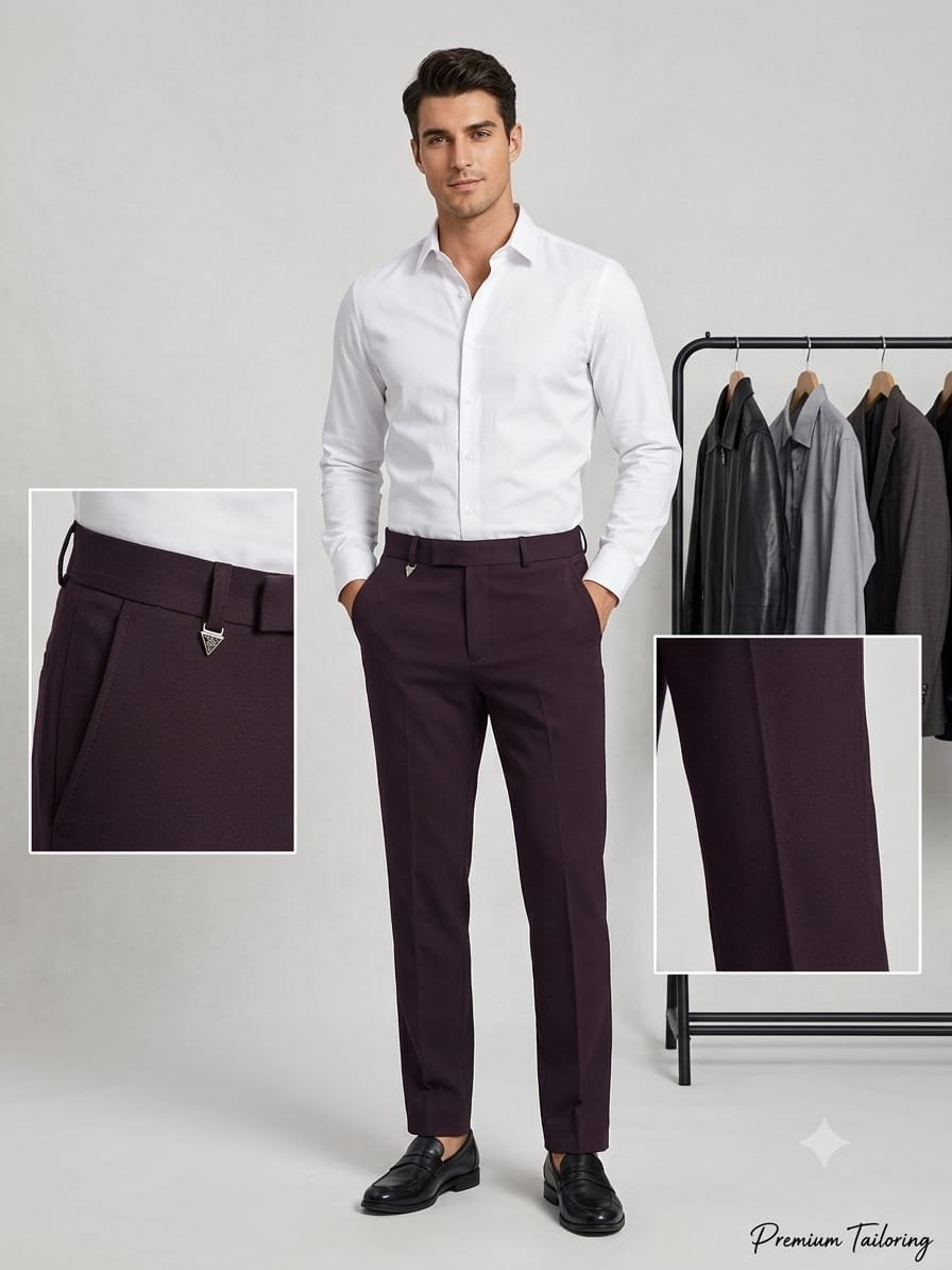 Updry Narrow Barbie Men's Formal pants-Wine