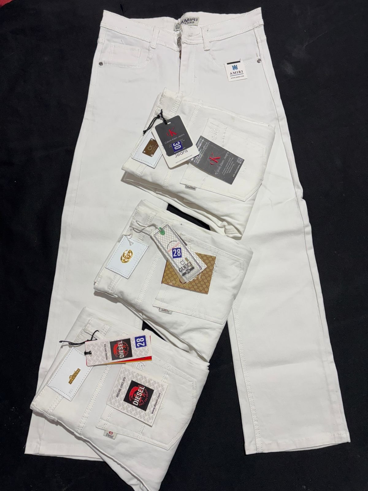 Premium Quality Straight Jeans- White