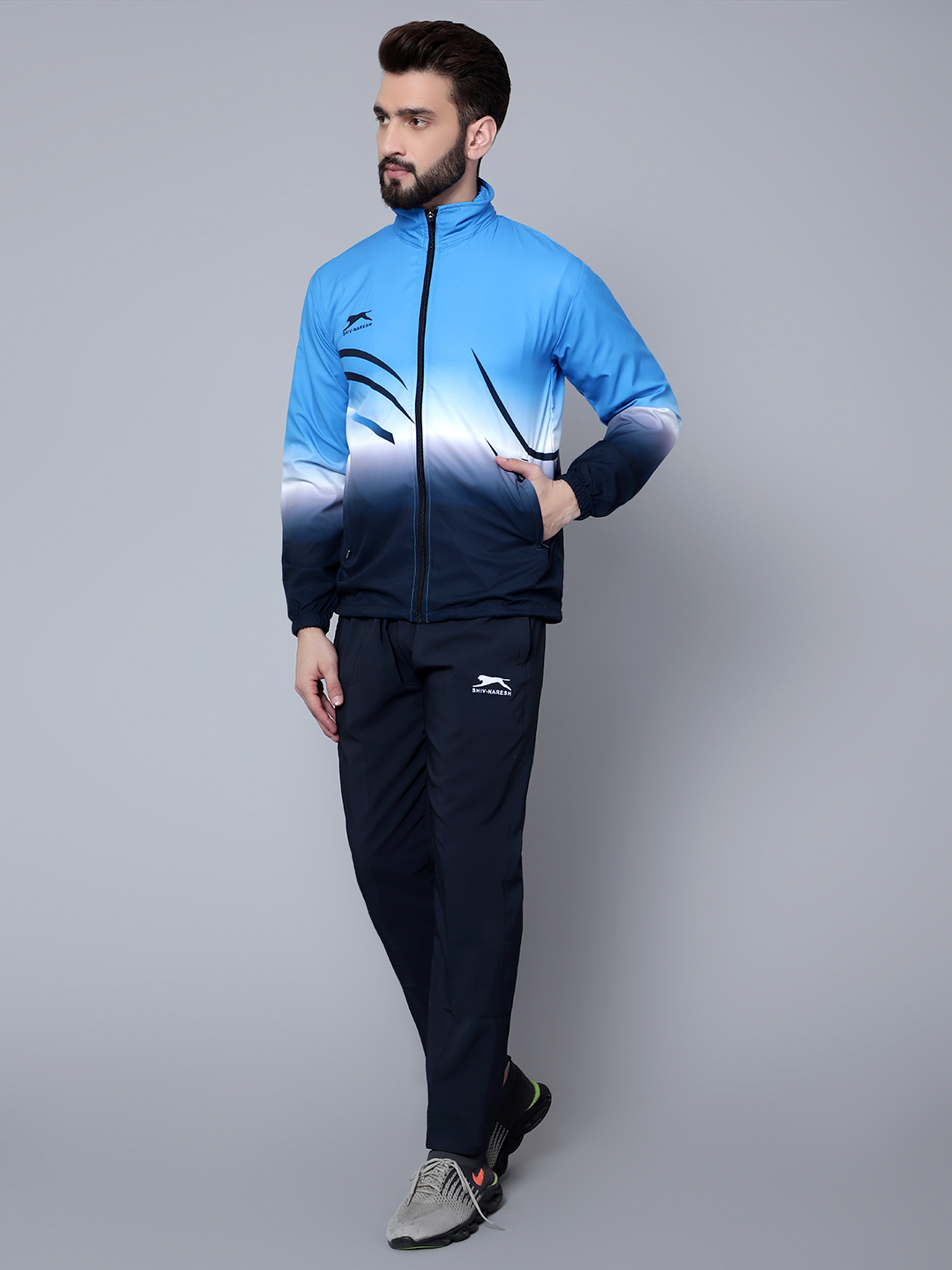 Men's Tracksuit  965-Cyan/Navy/White-H/S-S-TZ