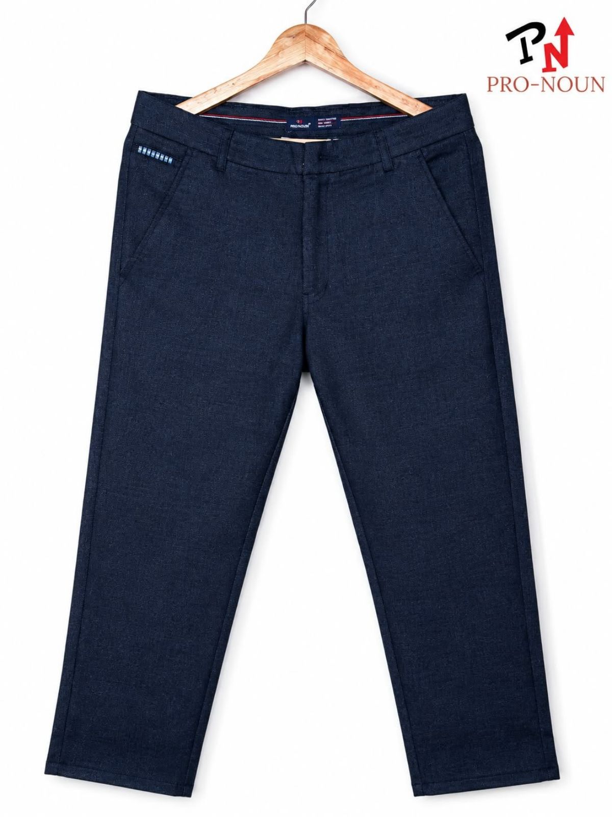 Pro-Noun Men's Stretchable Cotton Pearl Print Casual Trouser Navy - 1882-2  (30-38)