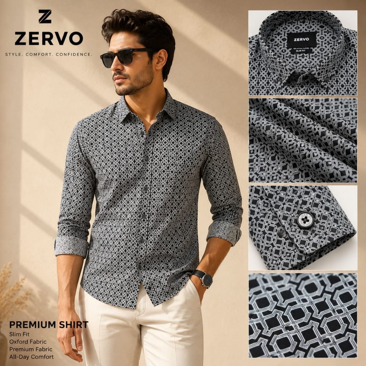 Zervo Men's Cotton Oxford Printed Shirts