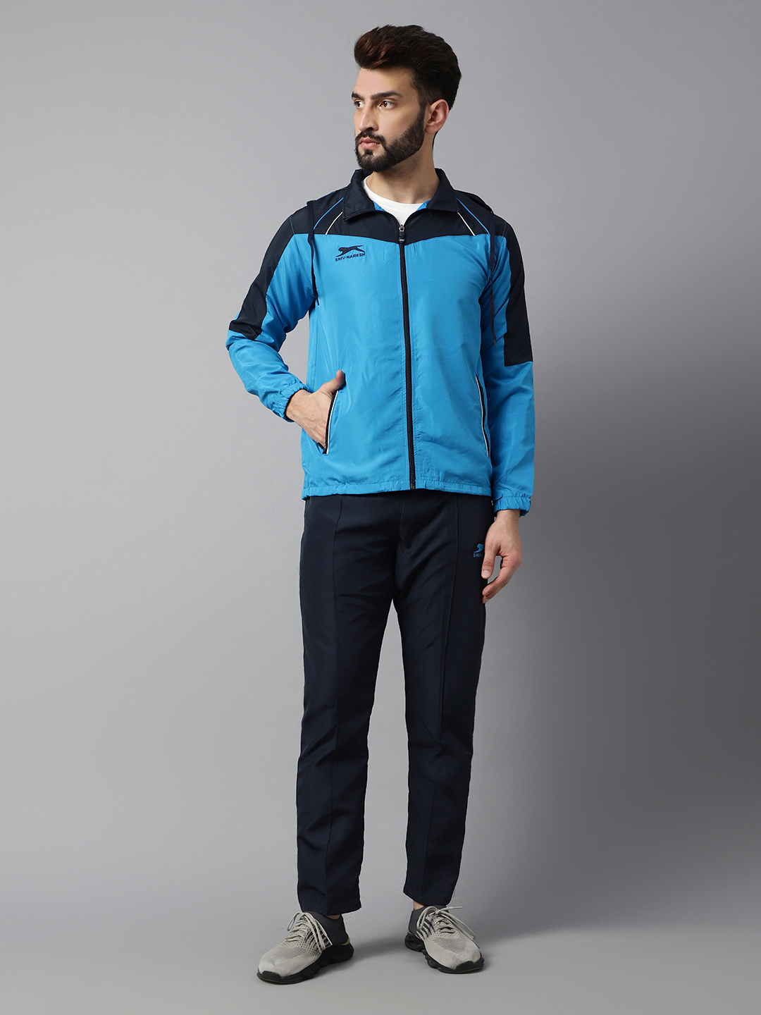 Men's Tracksuit  471A-Cyan/Navy-XXL-TZ