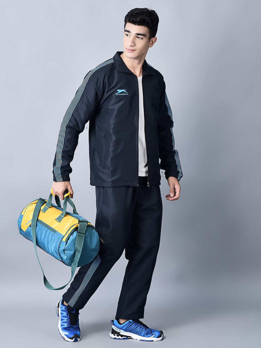 Men's Tracksuit  493A-Navy/Cyan-XXL-TZ