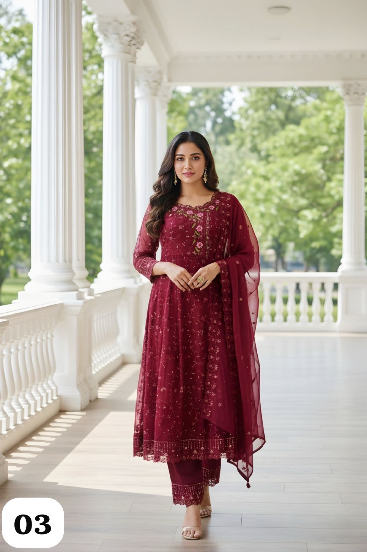 Georgette Gown 3 Pcs