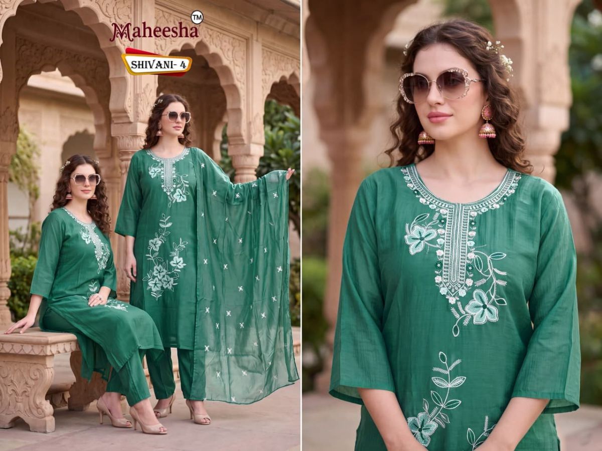 Rani Vastram Women's Ethnic Wear Suit & Bottom Set with Dupatta- Shivani-4