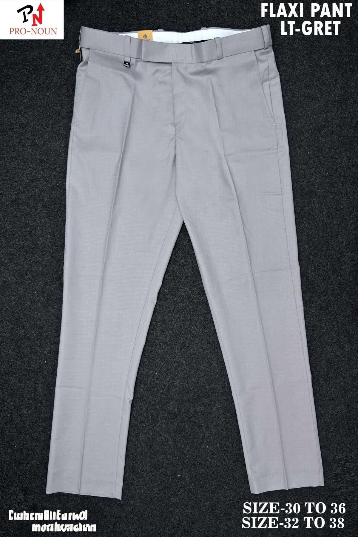 Pro-Noun Men's  Formal Trouser Pants With Adjustable belt D No- Galaxy 231-7-197 (32-38)- Lt Grey