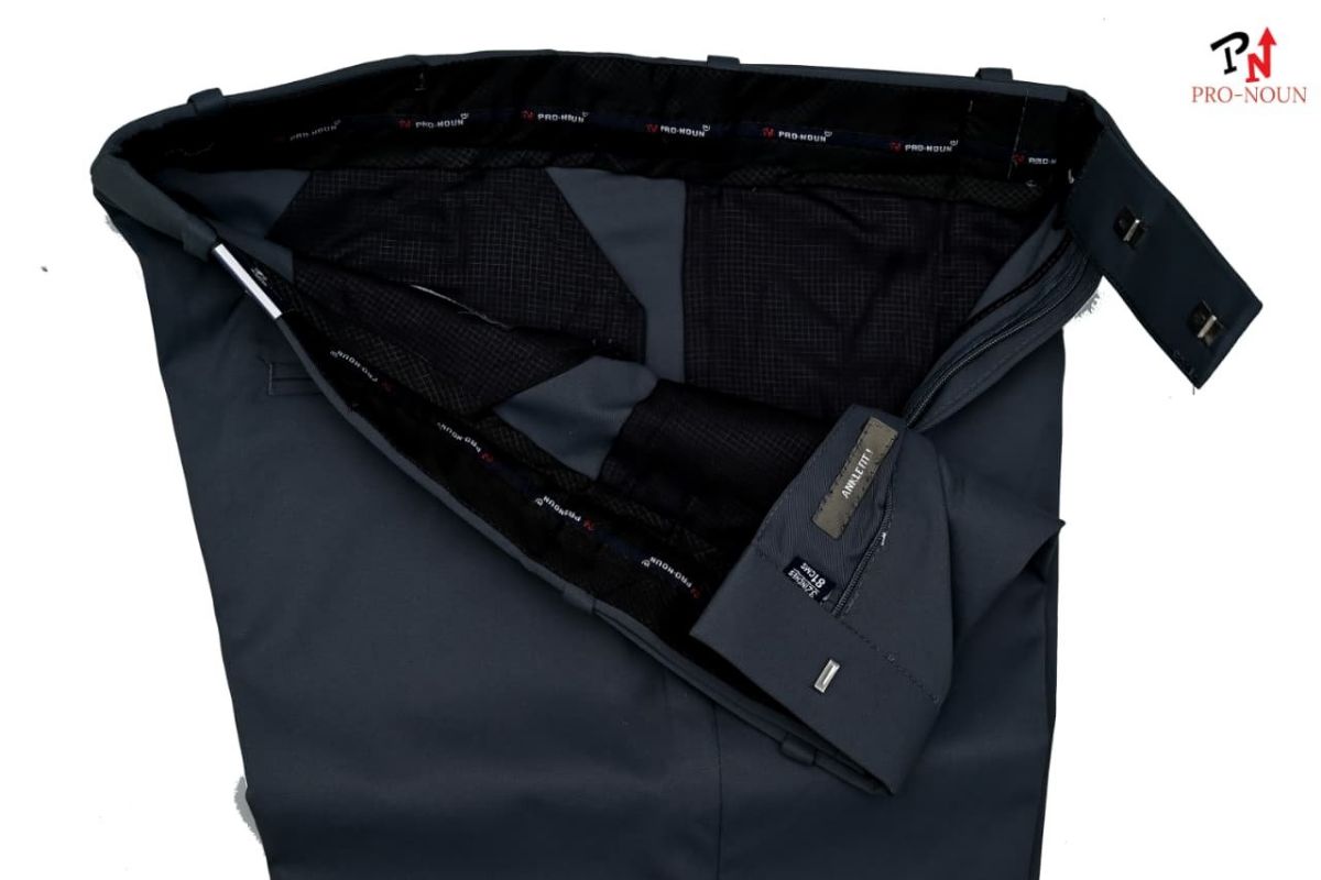 Pro-Noun Men's  Formal Trouser Pants With Adjustable belt D No- Copper Bento-(30-36)- Ace Grey
