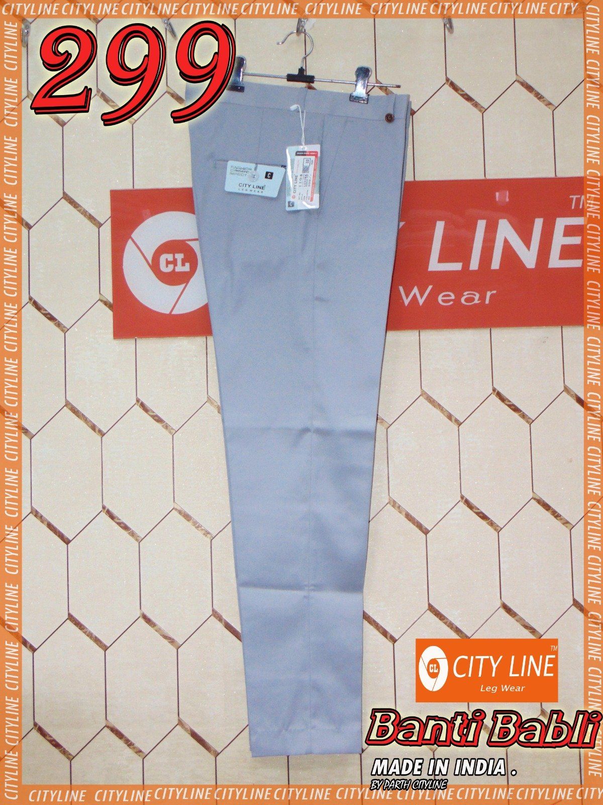 Men's Premium Ankle Fit Lycra Formal Pants -Banti Babli- Lt Grey