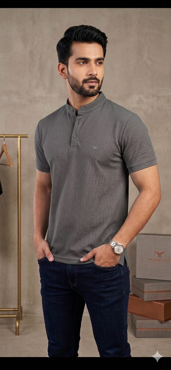 Mens Half Sleeve Henley NeckTshirt 2026