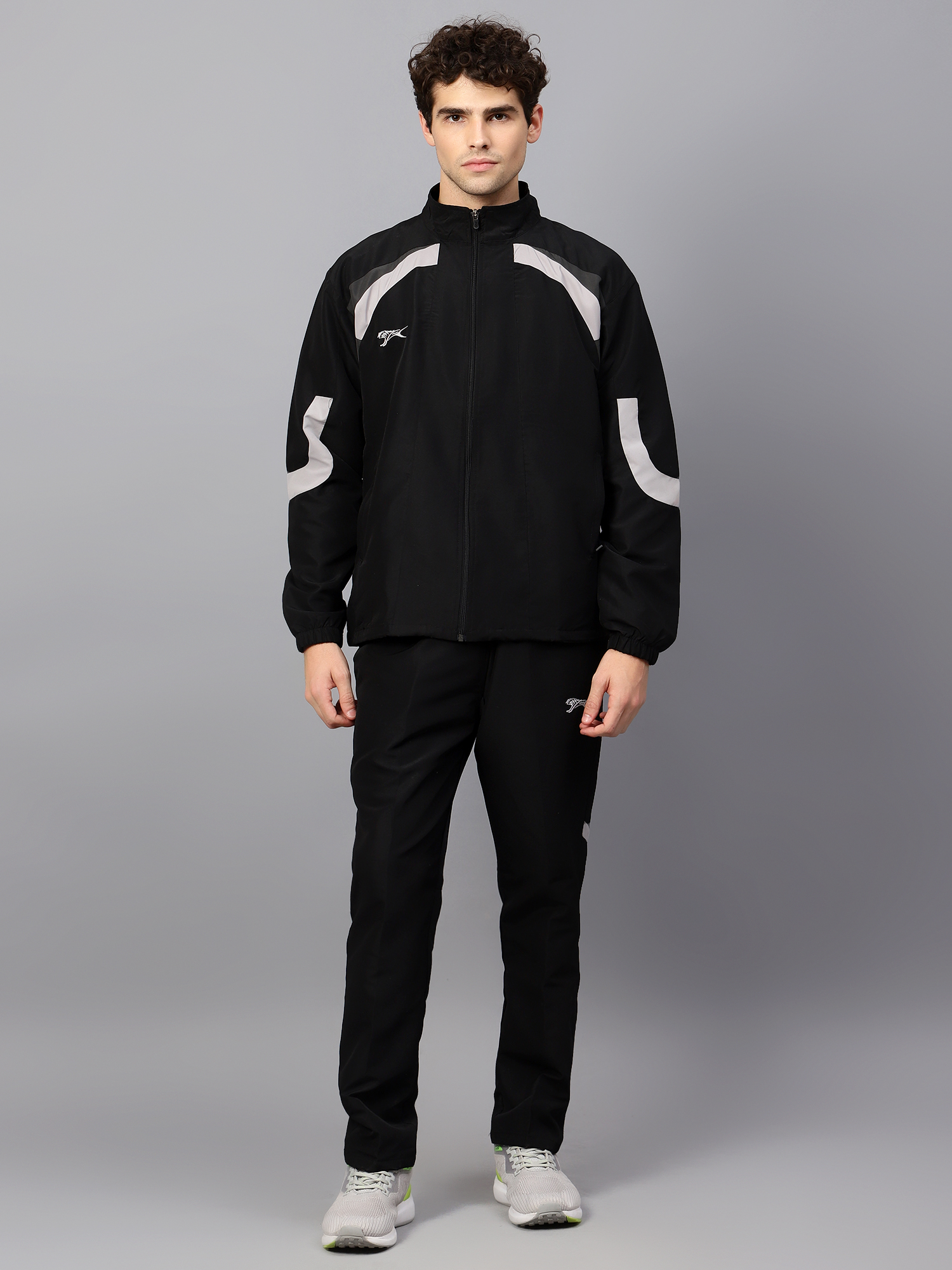Men's Tracksuit  444B-Black/Dark Grey/White-M-TZ