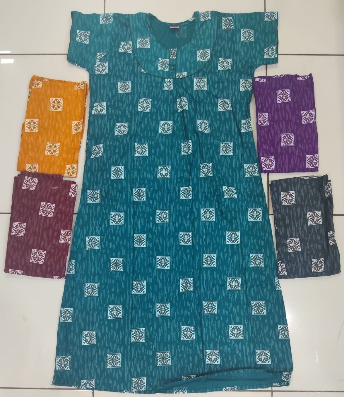 Women Pure Cotton 2 Button Piping Maxi
