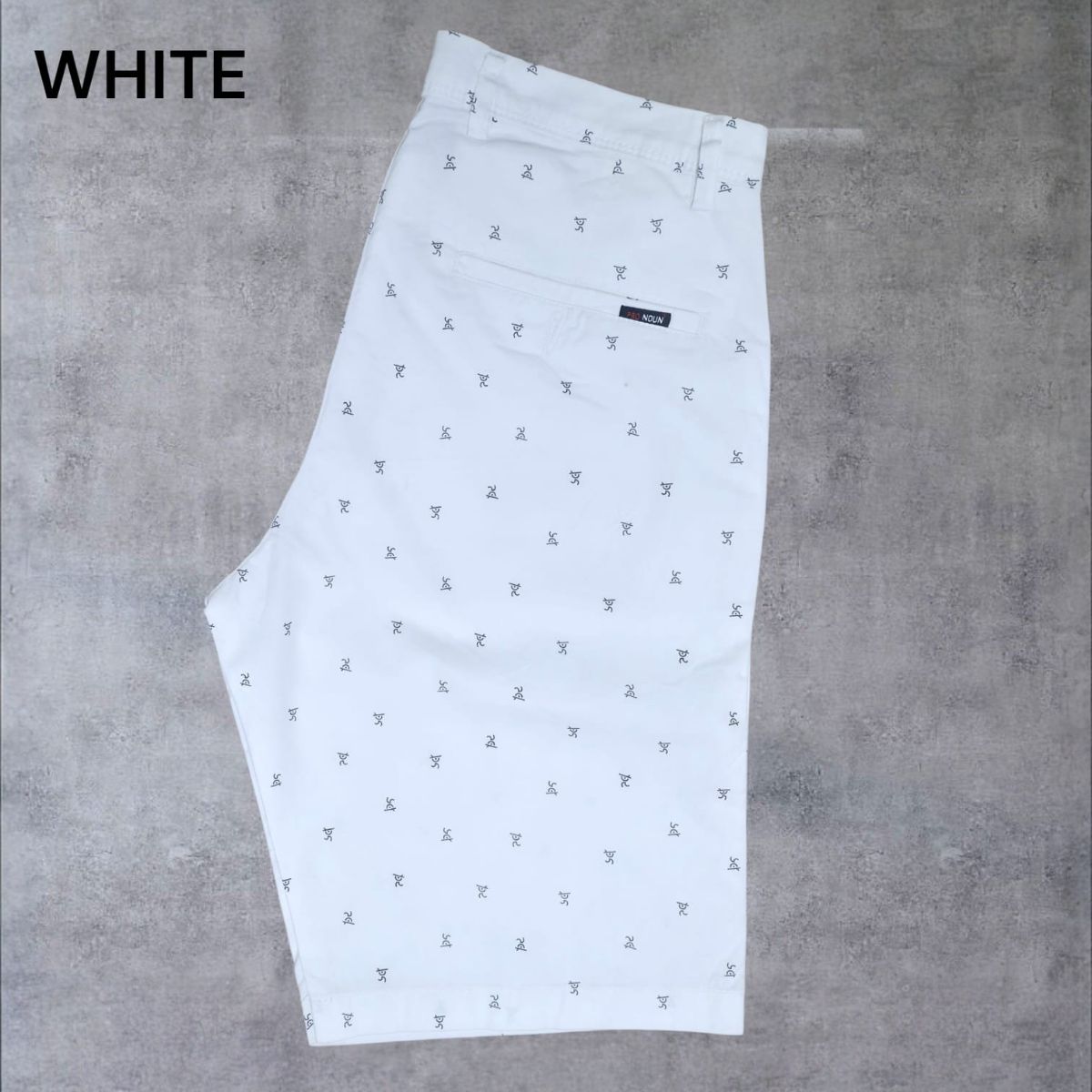 Pro-Noun Men's Pure Cotton Printed Shorts-805 (28-36)-White