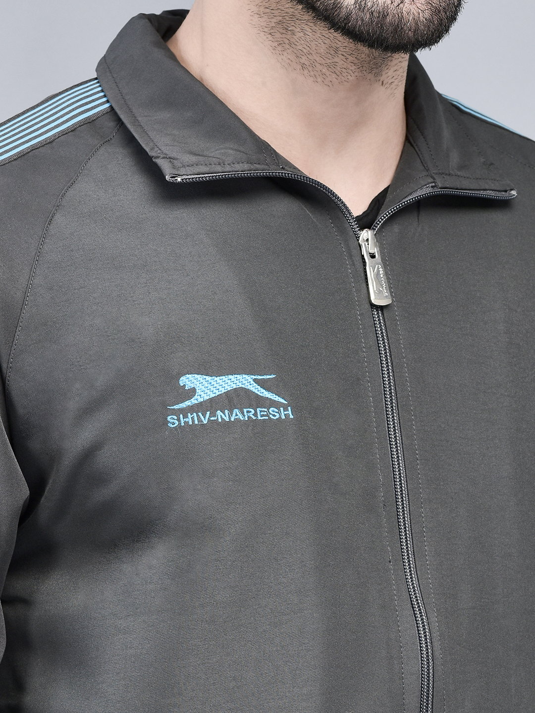 Men's Tracksuit  493A-Dark Grey/Cyan-XL-TZ