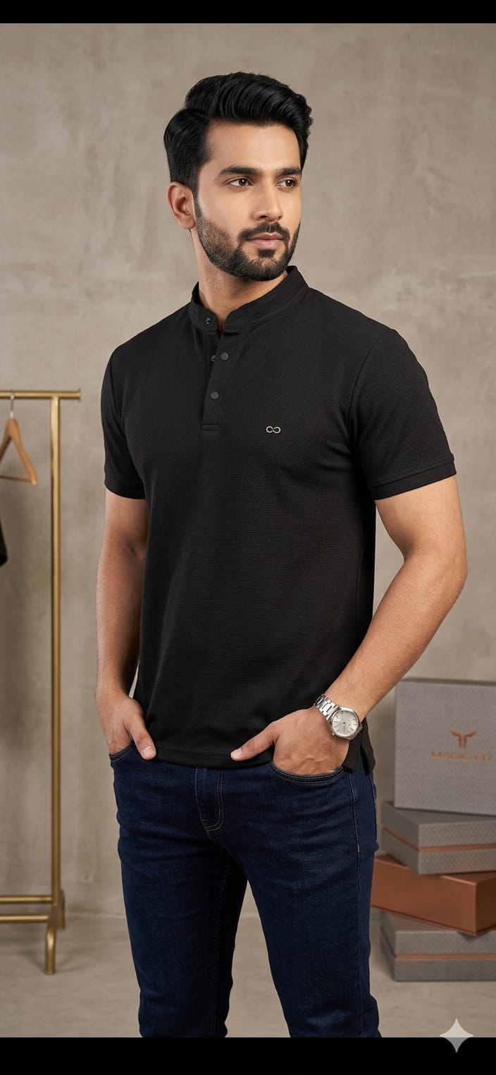 Mens Half Sleeve Henley NeckTshirt 2026