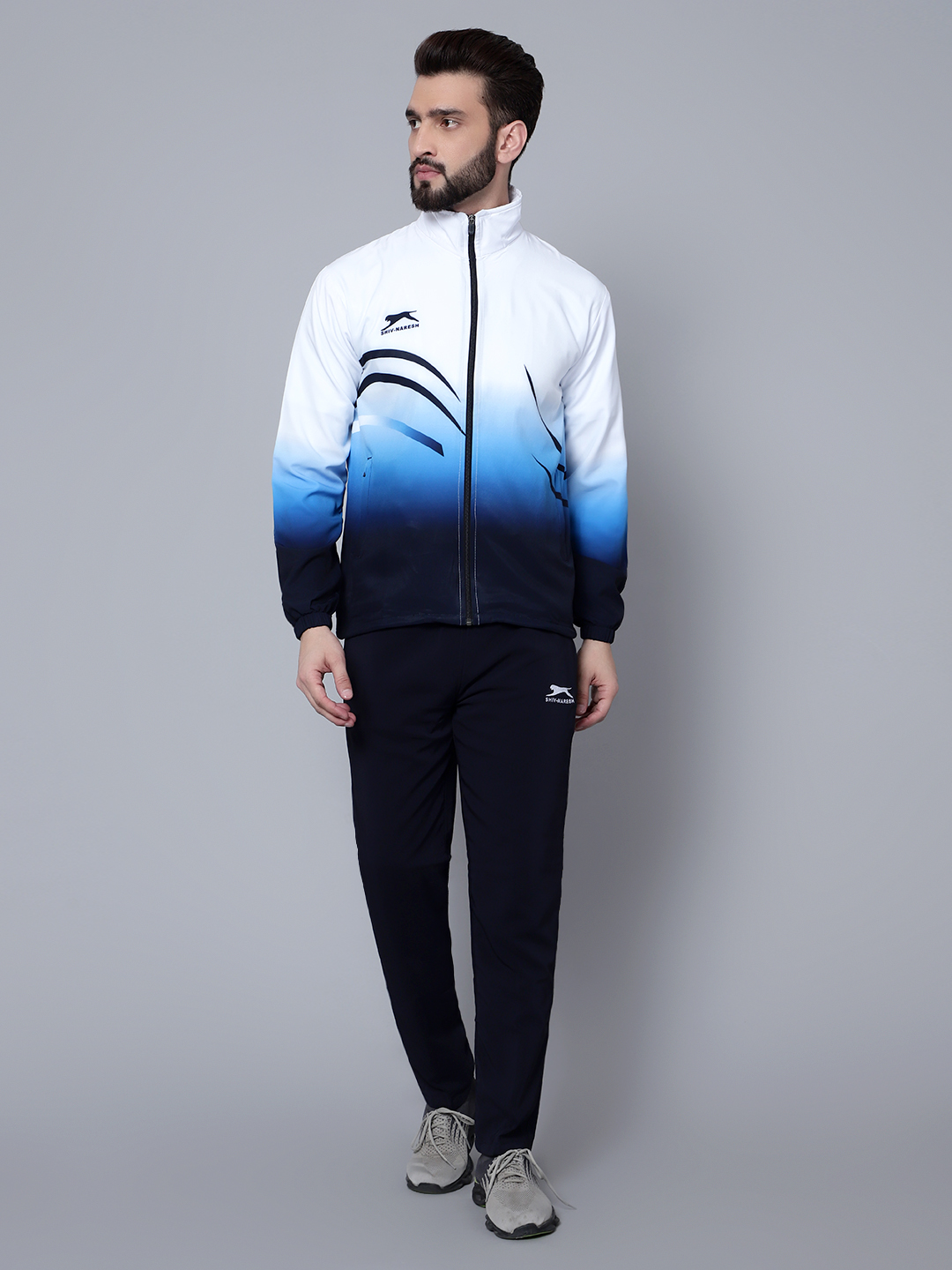 Men's Tracksuit  E-SNTSNXFS965_White/Navy/Cyan_S_NS Spandex