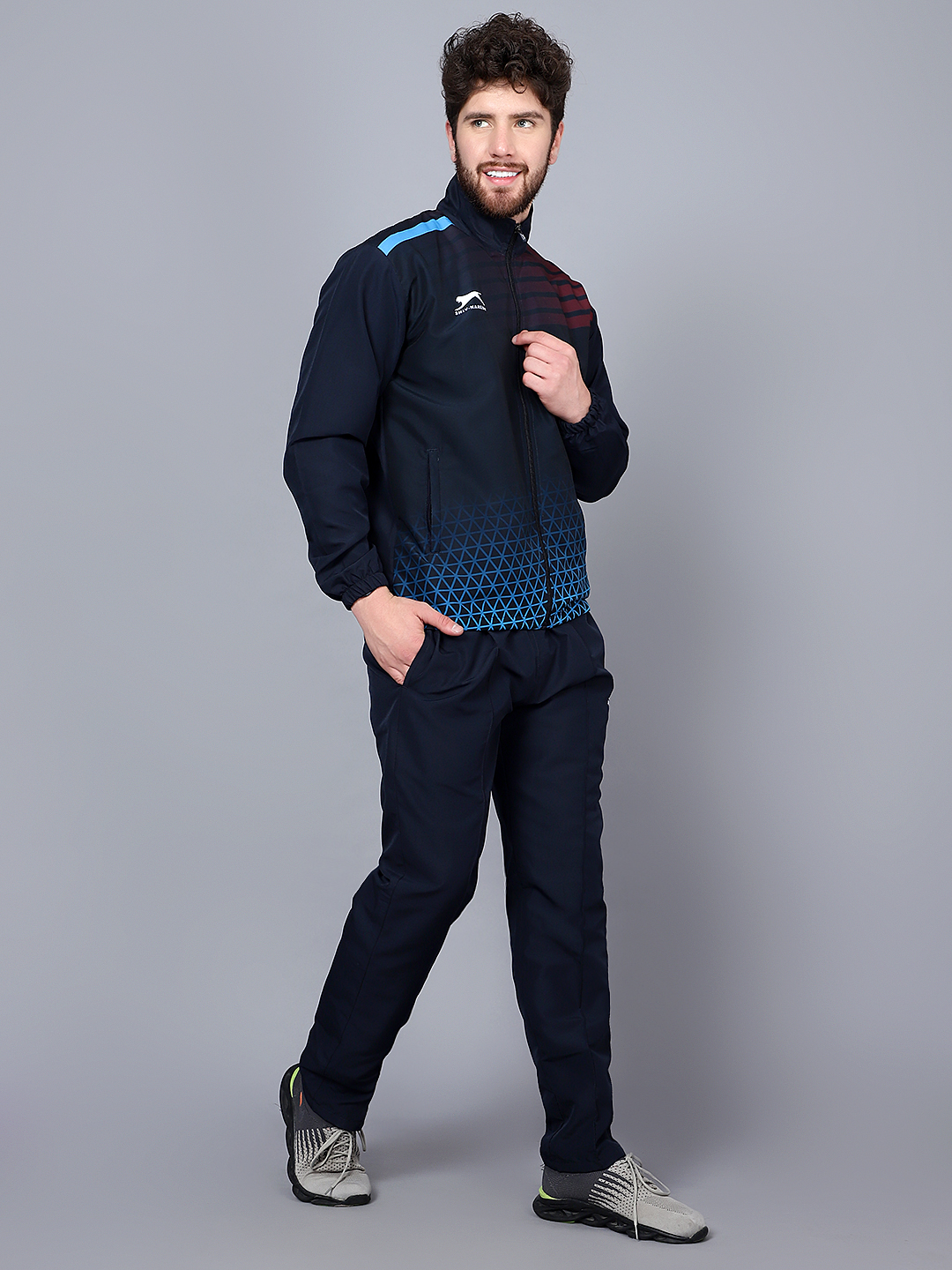 Men's Tracksuit  435A-TP-Navy/Cyan/White-S