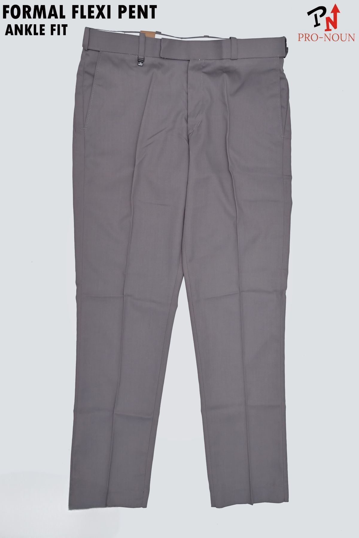 Pro-Noun Men's Men's Formal Trouser Pants With Adjustable belt D No- Signature 292-8 (28-32)- Grey