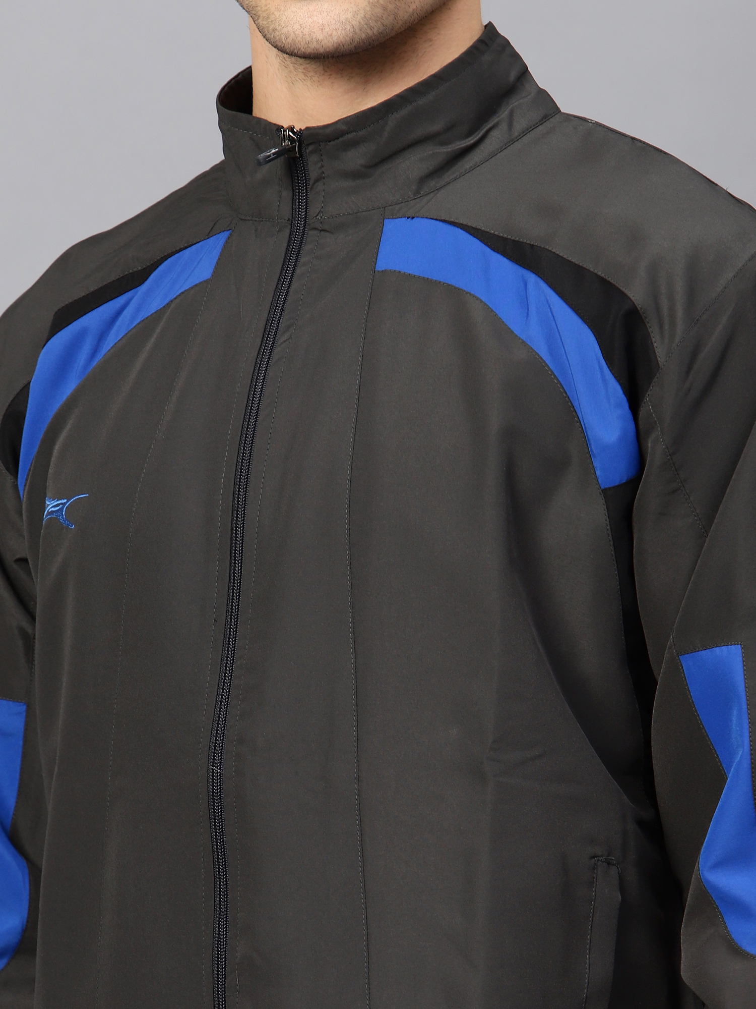 Men's Tracksuit  444B-Dark Grey/Black/Royal-M-TZ