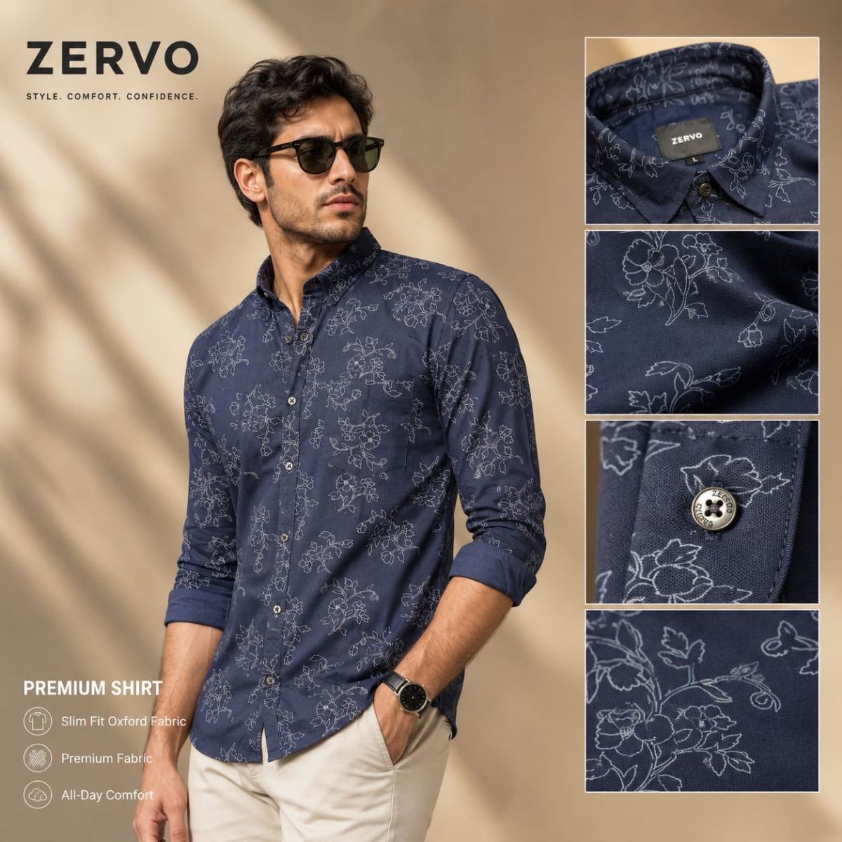 Zervo Men's Cotton Oxford Printed Shirts