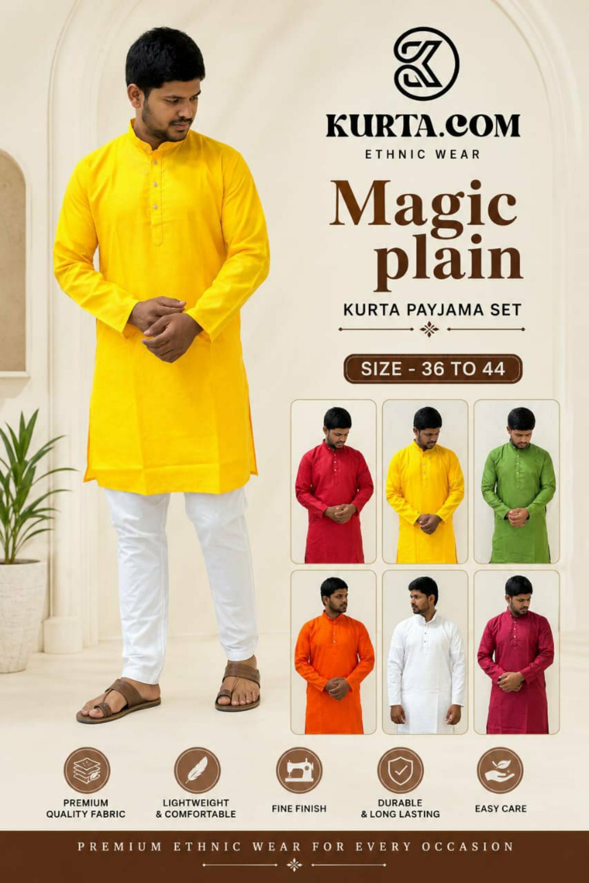 Plain Mehandi Colour Kurta Pajama