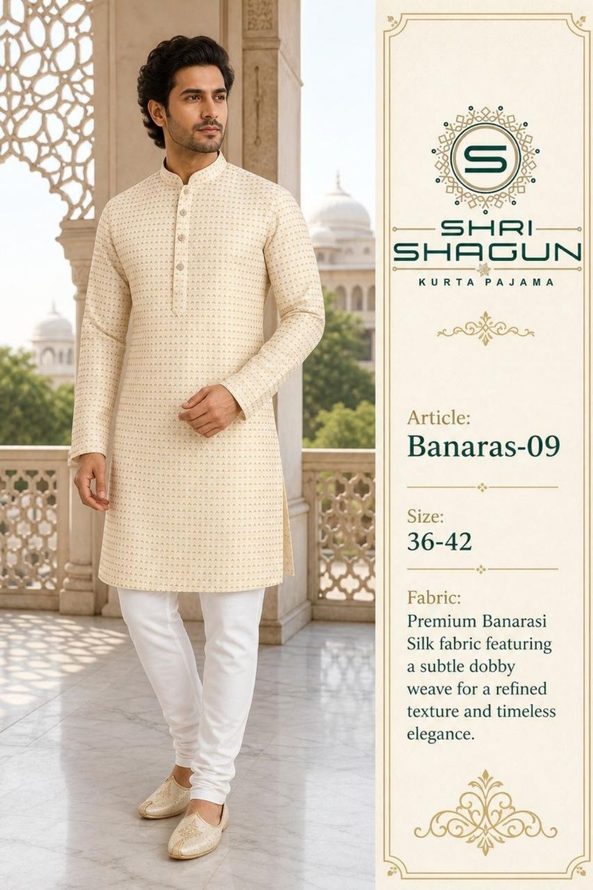 Shri Shagun Banaras dobby Kurta Pajama Set-09