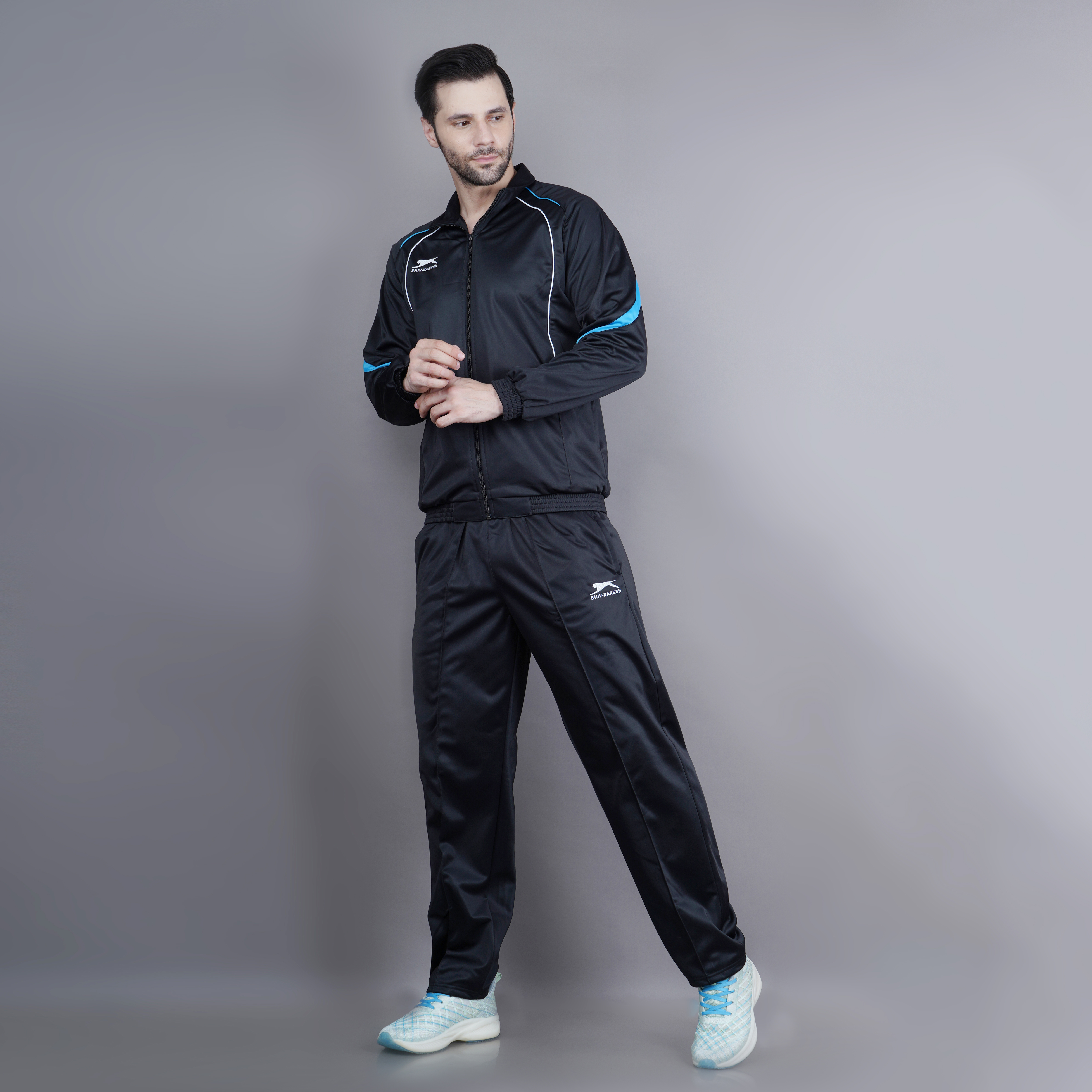 Men's Tracksuit  445A-TP-Black/Cyan/White-S