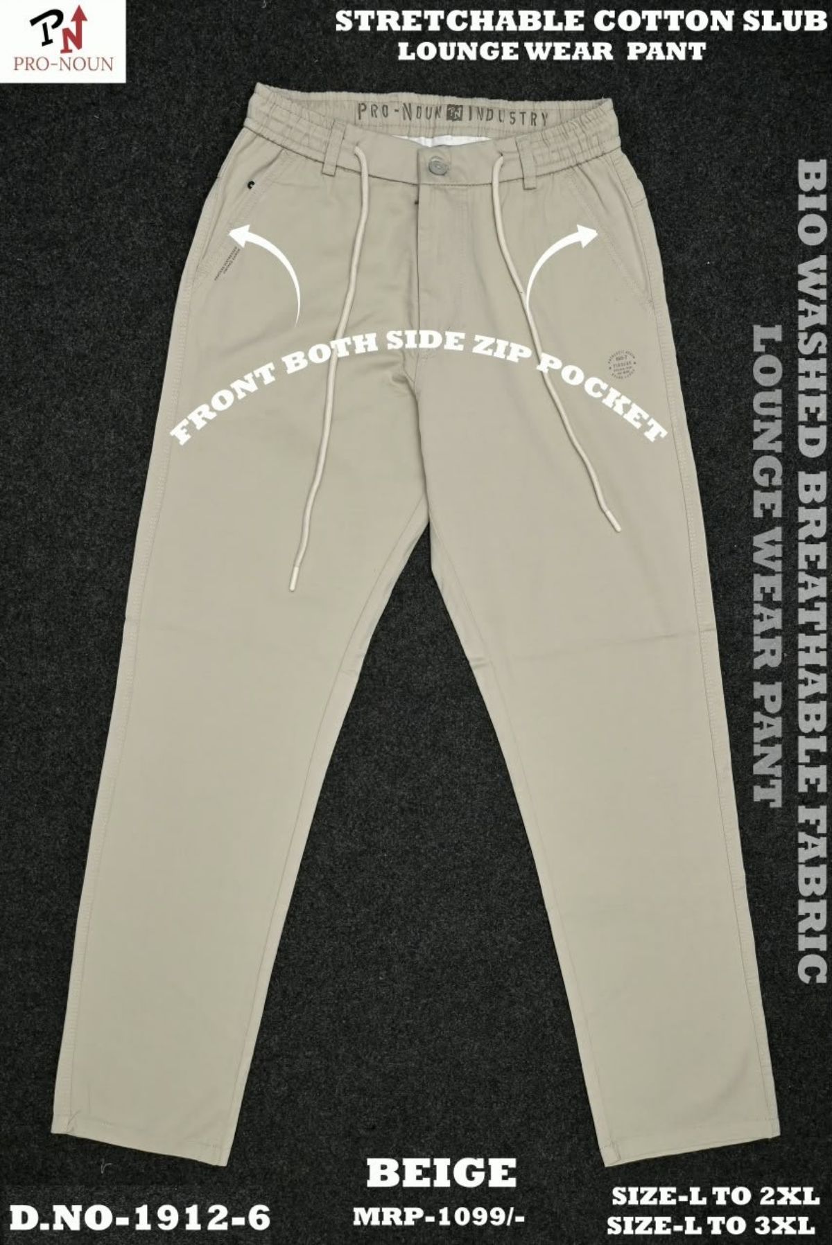 Pro-Noun Men's Cotton Slub Lounge Wear Pants -1812