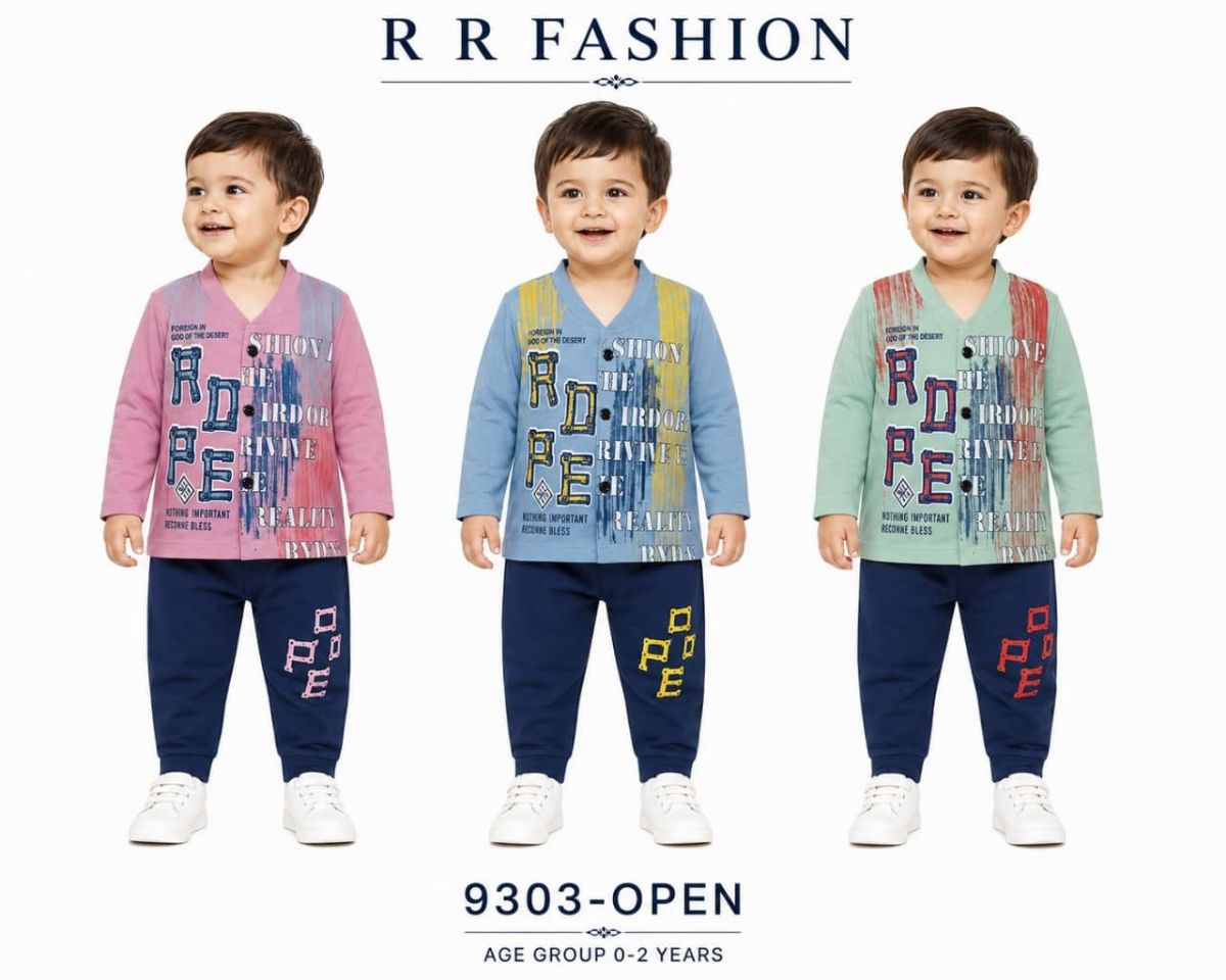 R R FASHION- Kids Open Button Style Top and Pajami Set-9303