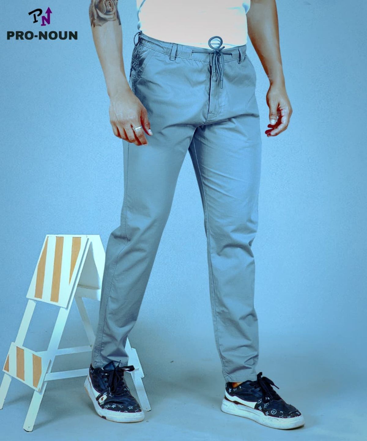 Pro-Noun Men's Lounge Wear Cotton Trackpant- D No- 1715 (L-3XL)-State Blue