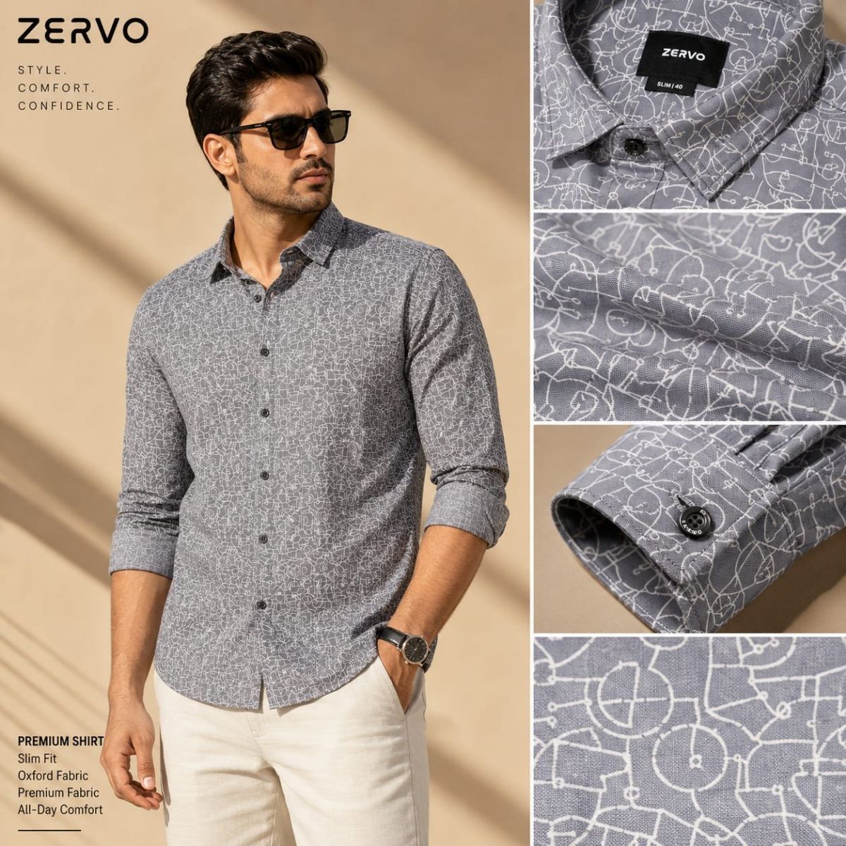 Zervo Men's Cotton Oxford Printed Shirts