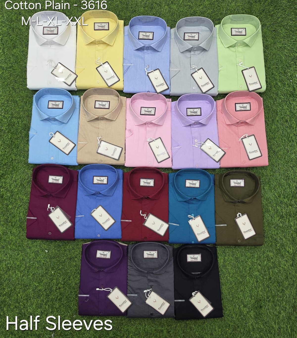 Variation Cotton Plain Men's Shirts-3616
