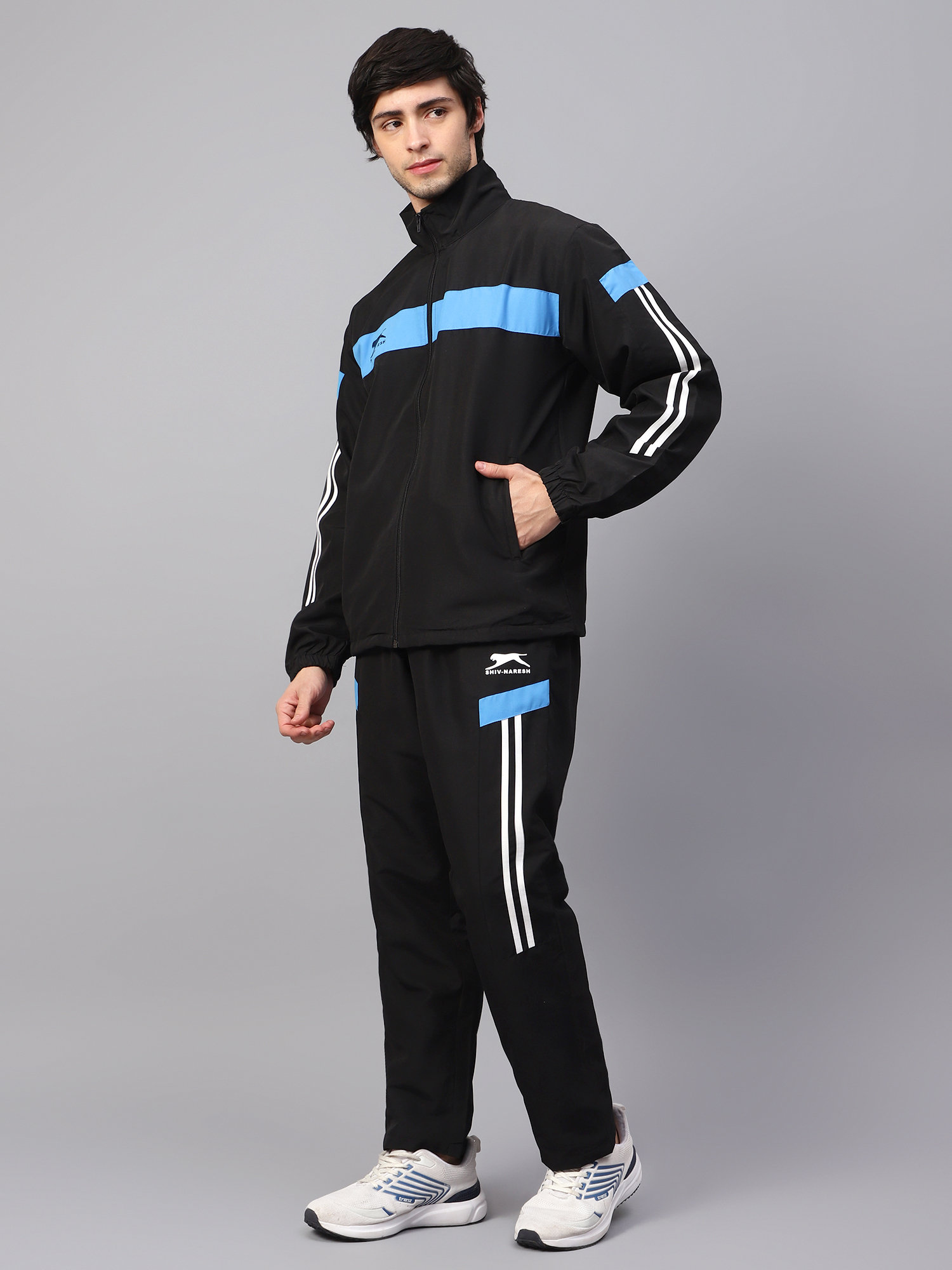 Men's Tracksuit 449B-Black/Cyan/White-S-TZ