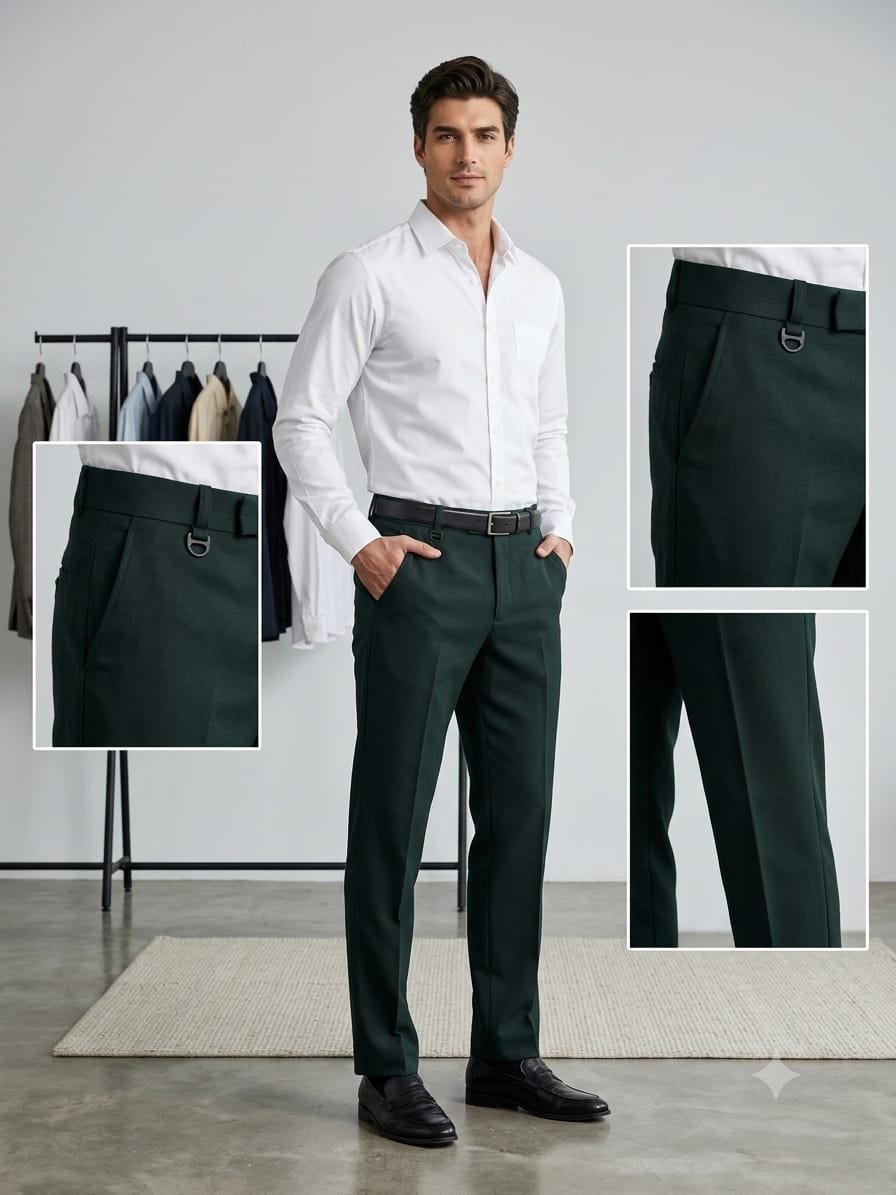 Updry Narrow Barbie Men's Formal pants -Bottle Green