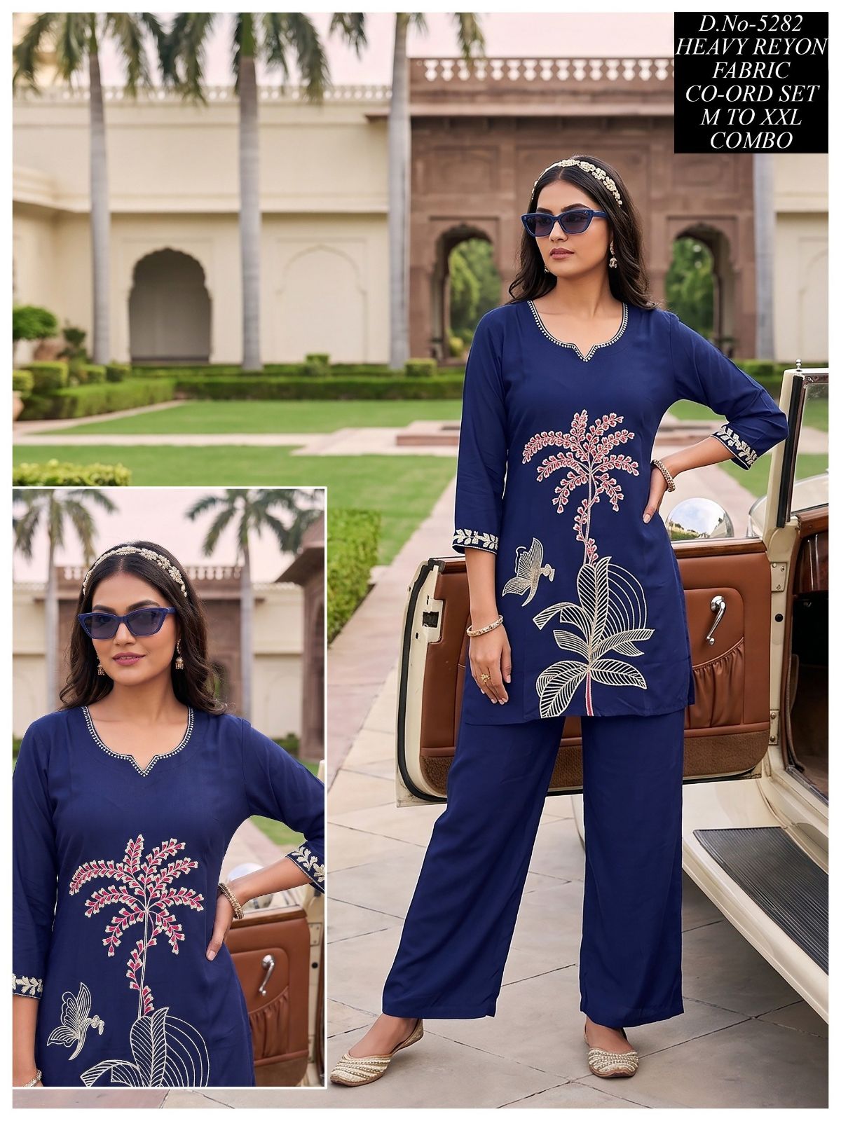 Women's Ethnic Rayon Top Bottom Co-Ord Set- 5282