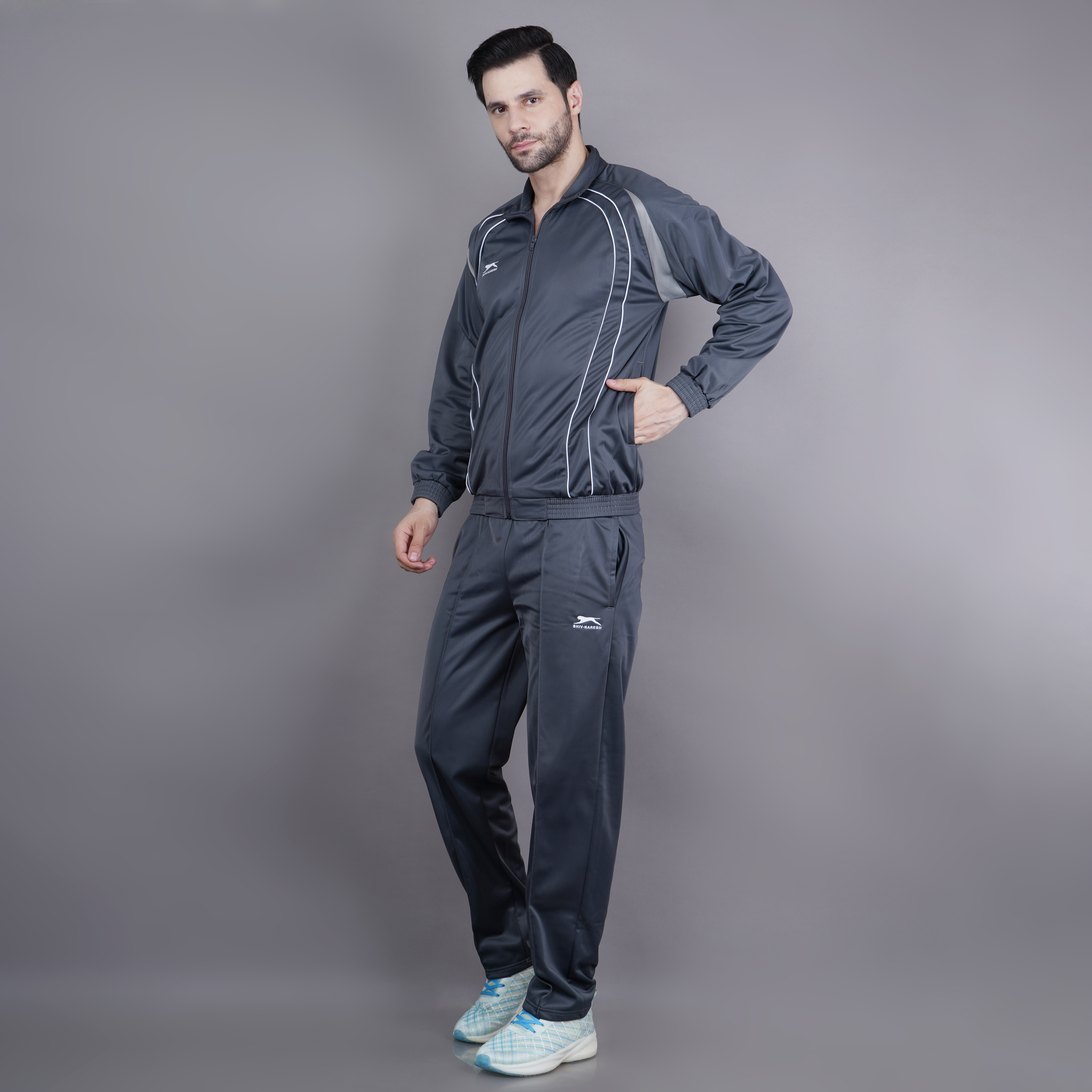 Men's Tracksuit  435A-TP-D.Grey/L.Grey/White-S