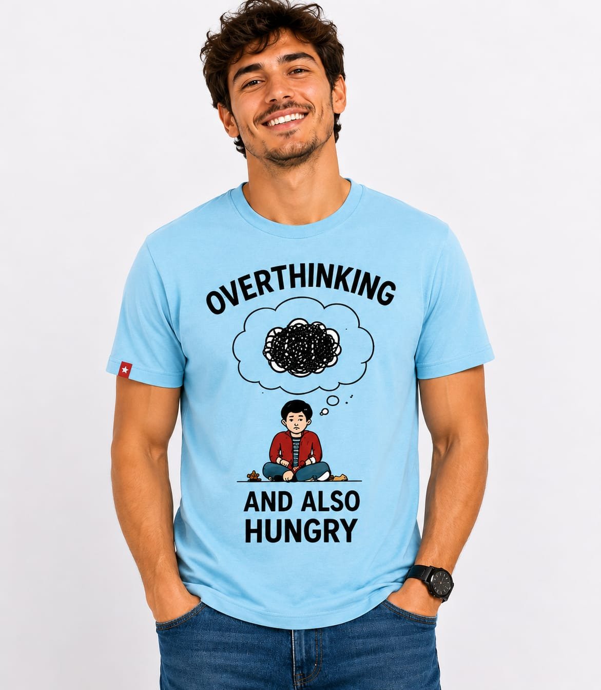 Air jet spun round neck T-shirt for men's