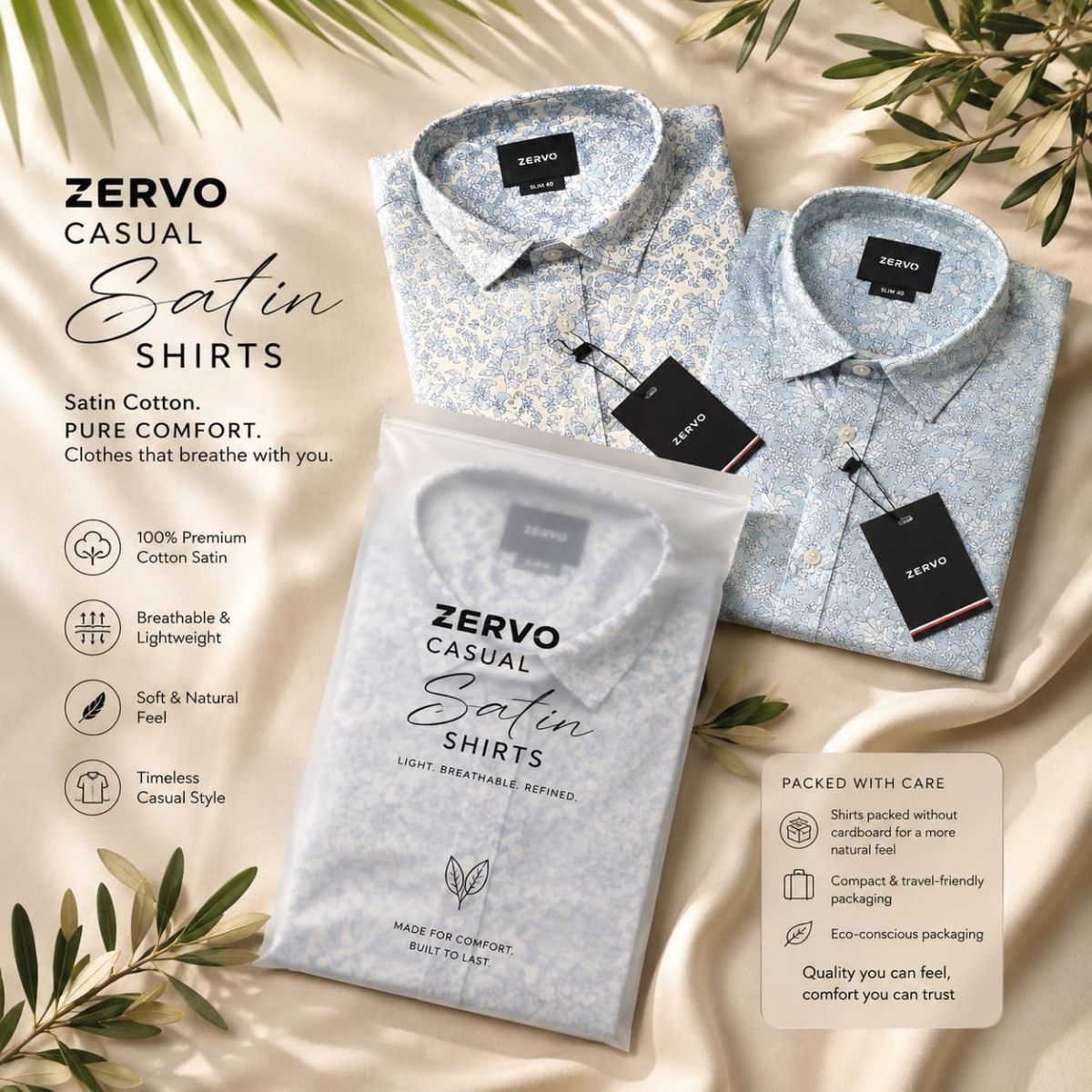 Zervo Men's Satin Printed Shirts