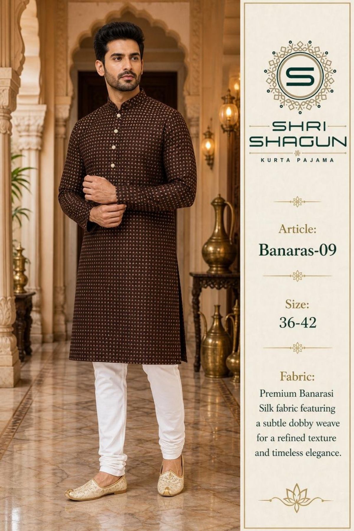 Shri Shagun Banaras dobby Kurta Pajama Set-09