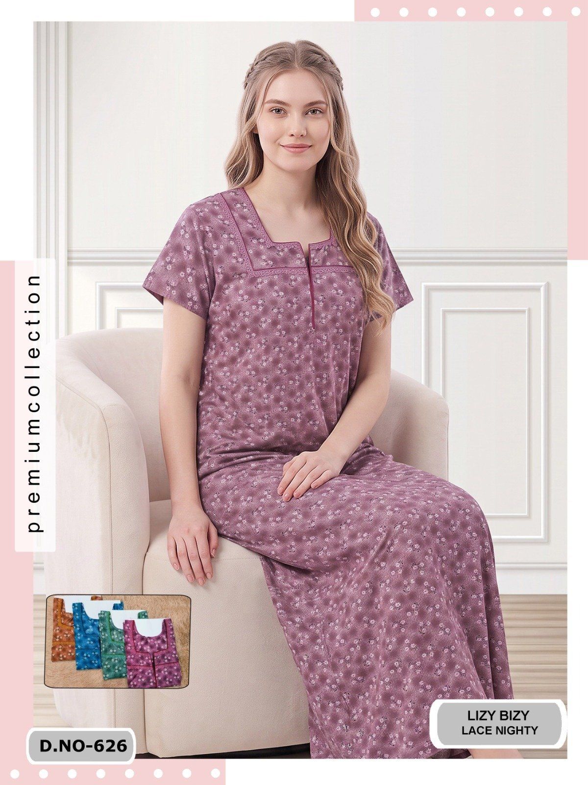 Seven Cross Women's Lizy Bizy Lace Nighty D No- 626